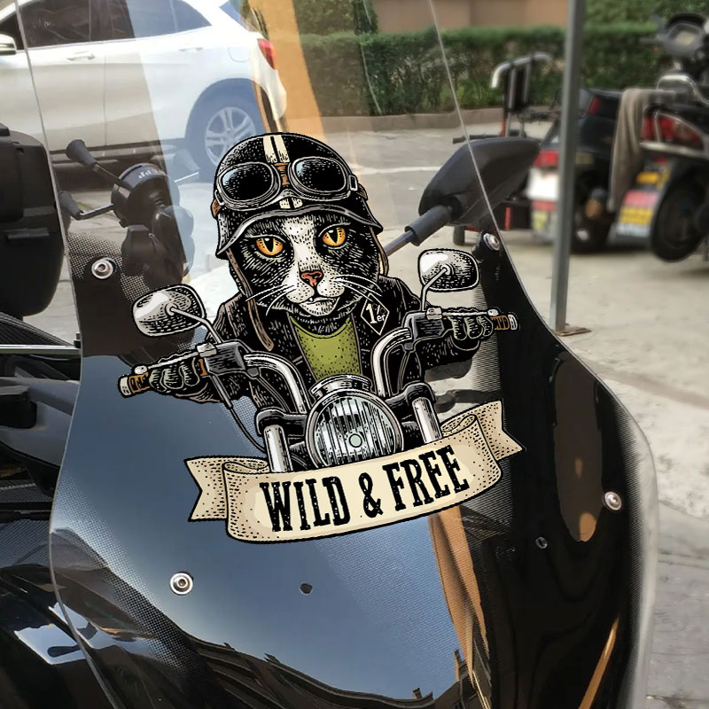 汽车贴纸猫电动摩托哈雷机车电摩车头个性创意装饰前挡风玻璃潮