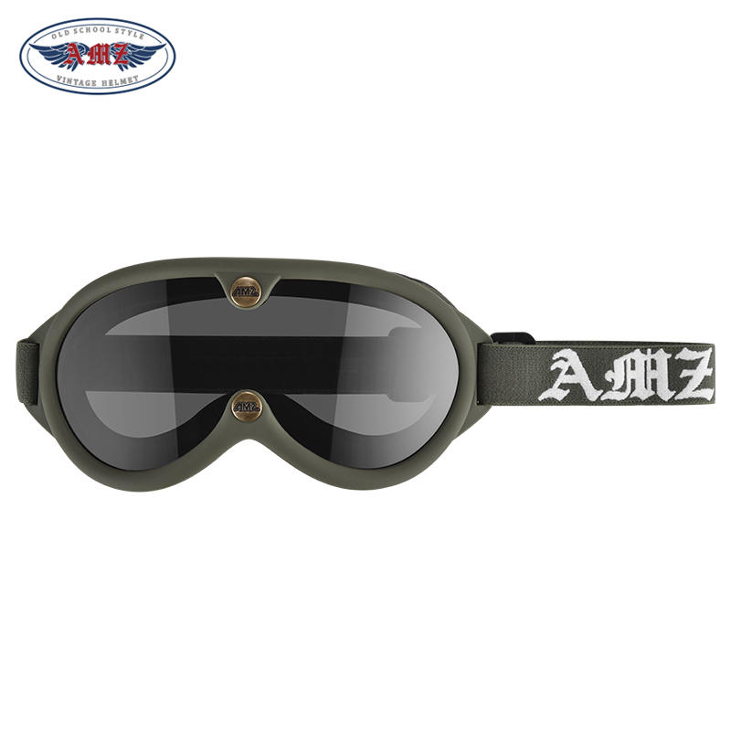 AMZ复古护目镜3/4盔机车骑行摩托车头盔风镜半盔骑士全盔防风镜