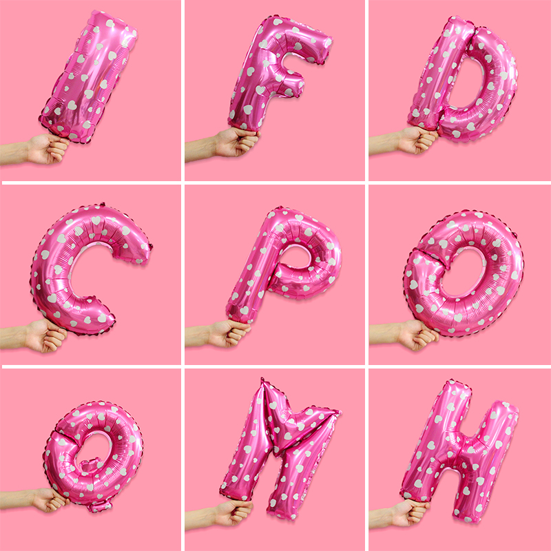 16寸粉色英文字母铝膜气球生日快乐派对趴体装饰装扮铝箔布置充气