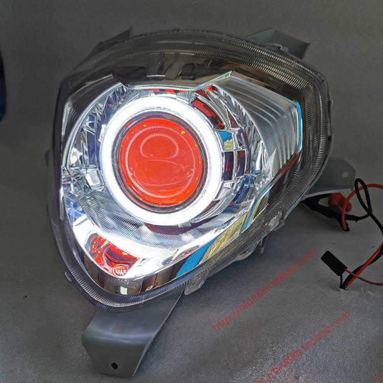 适用于HJ125T 宇占大灯总成 摩托车氙气灯Q5海5LED双光透镜天使眼