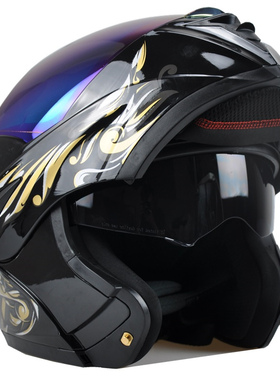新VIRTUE摩托车蓝牙头盔男半盔双镜全盔助力车跑盔仿碳纤维花纹公