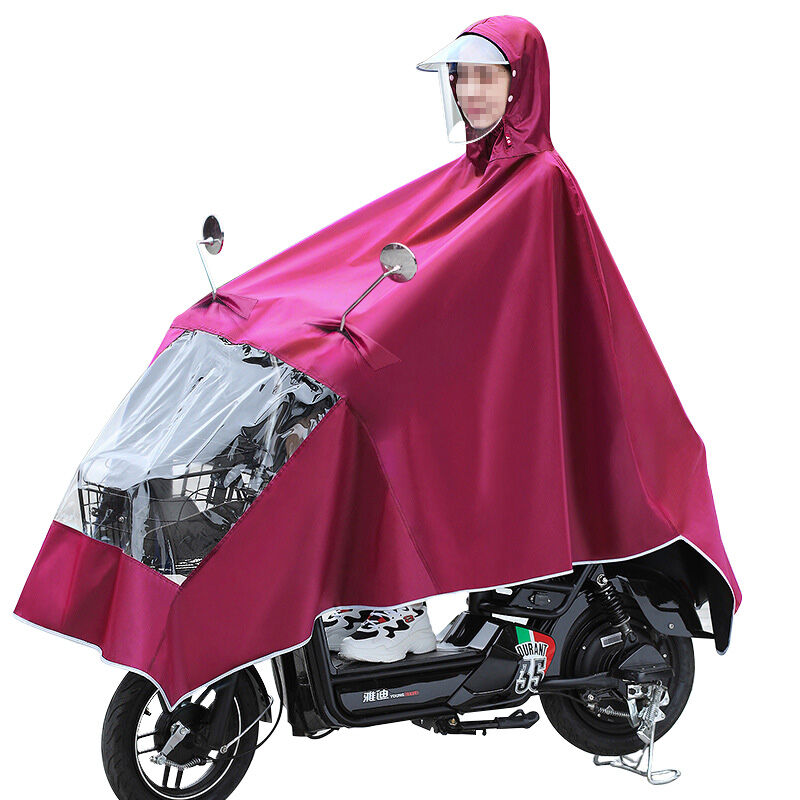 易美丽诺LC0263摩托车电动车雨衣成人骑行加厚雨衣单人双人双帽檐