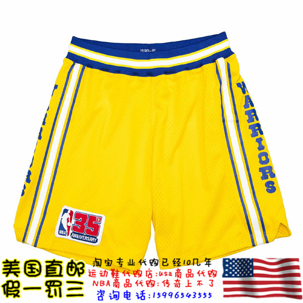 美国代购 勇士队 MitchellNess 81赛季 Authentic 球员版运动球裤