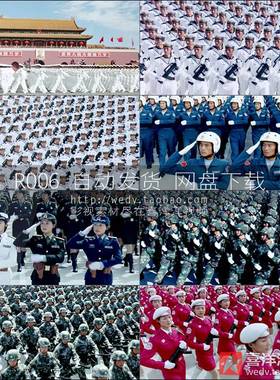 R006国庆大阅兵方队三军走正步空军海军陆军女兵高清实拍视频素材