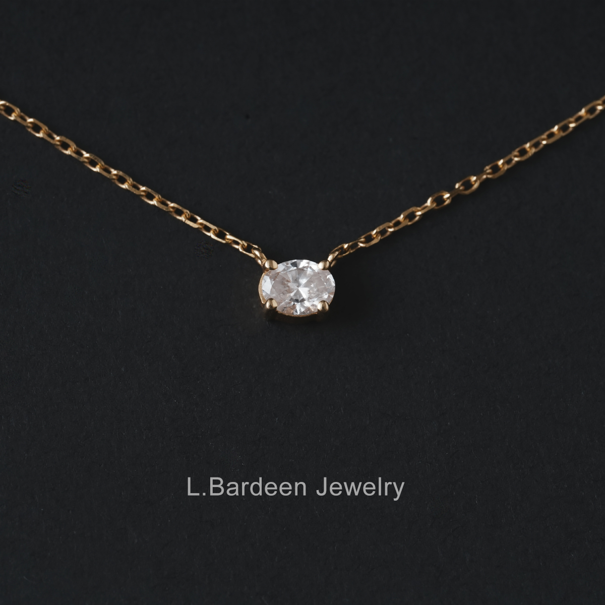 L.Bardeen极简高级18K黄金天然椭圆20分钻石吊坠项链女锁骨颈链