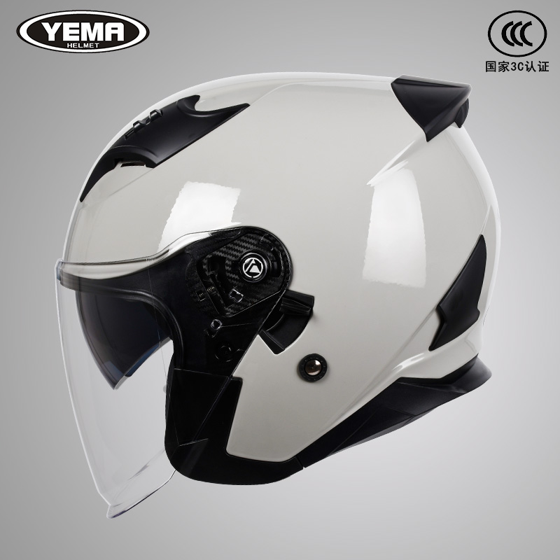 野马3C认证摩托车头盔男女冬季保暖四季半盔灰奎防雾电动车安全帽