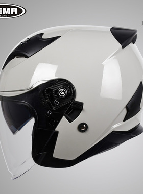 野马3C认证摩托车头盔男女冬季保暖四季半盔灰奎防雾电动车安全帽