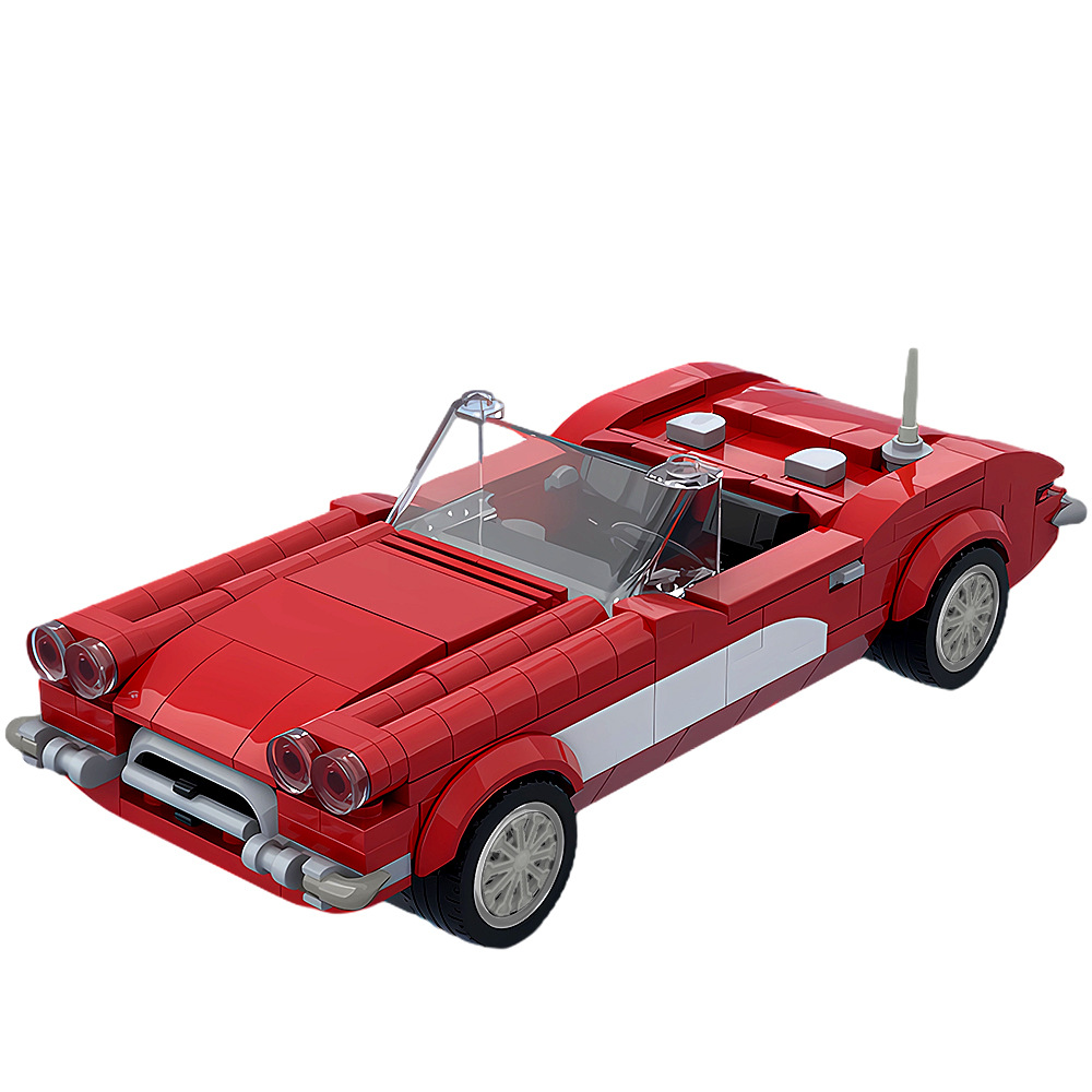 【高砖零件】雪佛兰克尔维特C1肌肉车复古超级跑车拼装积木玩具