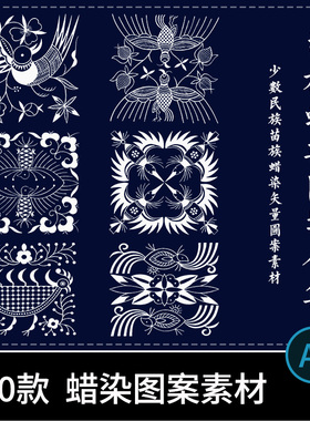 苗族蜡染传统少数民族风民俗纹样花纹图形图案AI矢量设计素材PNG