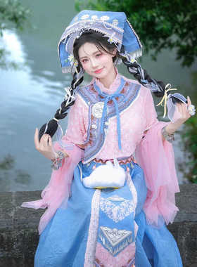 壮族服装粉色系少女布依族改良舞台演出服三月三广西云南旅拍写真