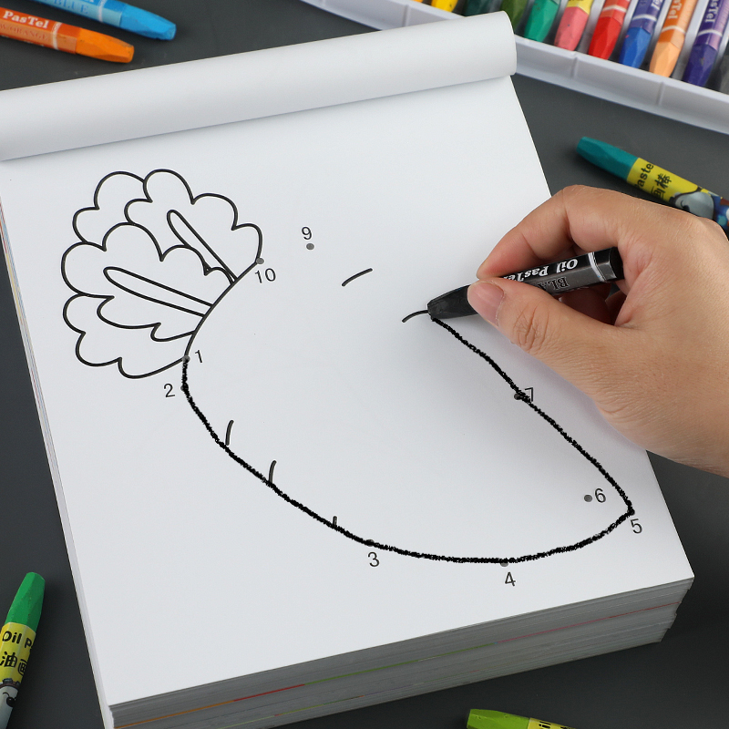 儿童数字连线画画本幼儿园涂色宝宝数感入门教具专注力训练简笔画