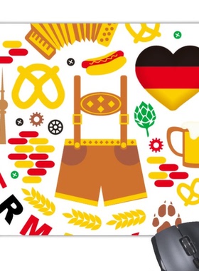 德国习俗地标国旗饮食服装文化插画图案游戏防滑橡胶鼠标垫
