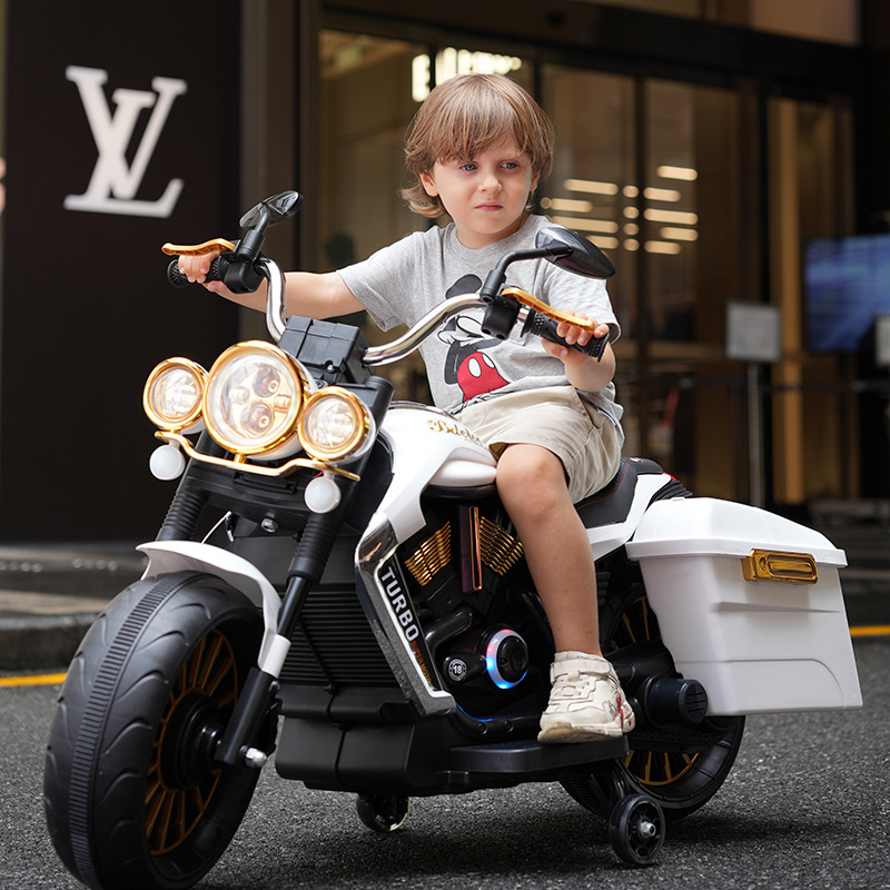 新款儿童电动摩托车男女孩两轮充充电可坐炫酷灯光玩具童车摩托车