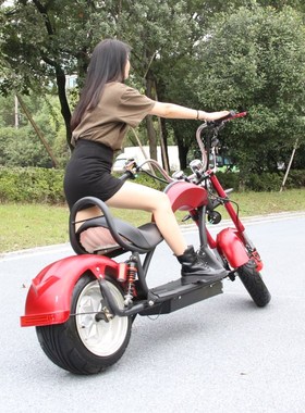 新品2021款太子大轮胎双人坐骑电动滑板车摩托车哈雷电瓶车代步电