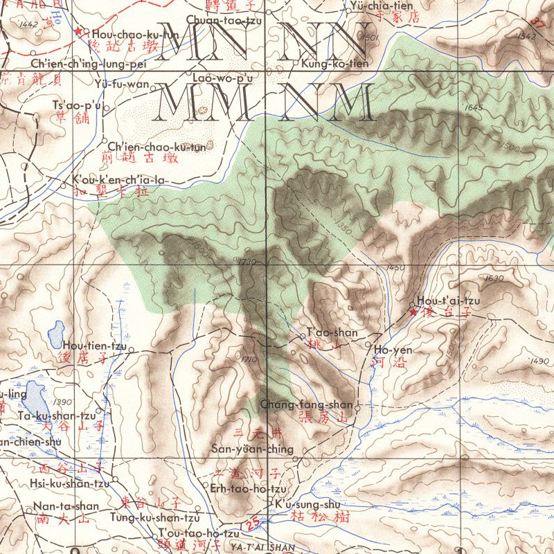 中国等高线地形图1:25万美国制图HCL AMS 老地图收藏扫描历史图