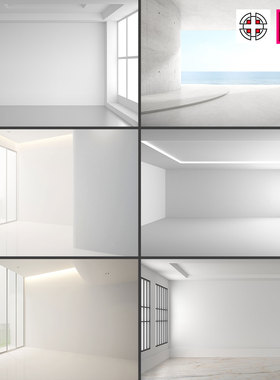 白色灰色空白房间装修立体空间效果图背景图片设计素材