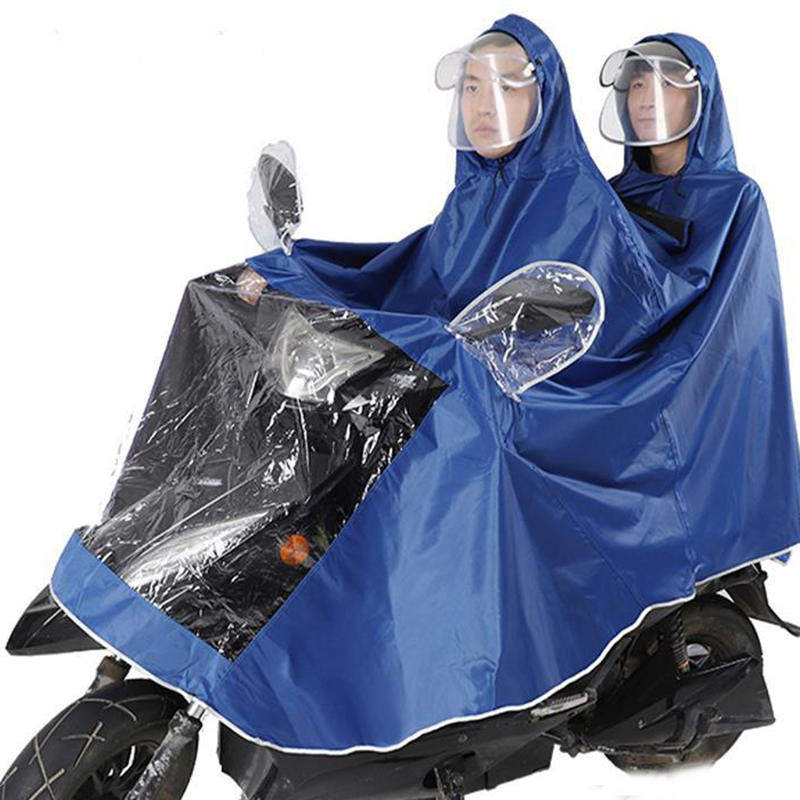 踏板电动摩托女装么托车水衣双人雨衣加大号遮到脚两个头够大雨披