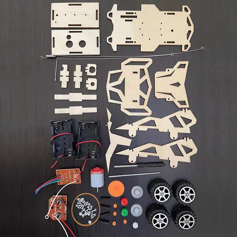 遥控赛车儿童自制拼装小发明木质diy汽车模型手工木制四驱车材料