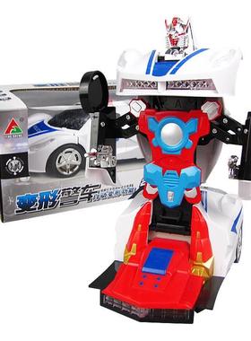 儿童电动音乐玩具车男孩子自动变形跑车仿真模型警车宝宝生日礼物