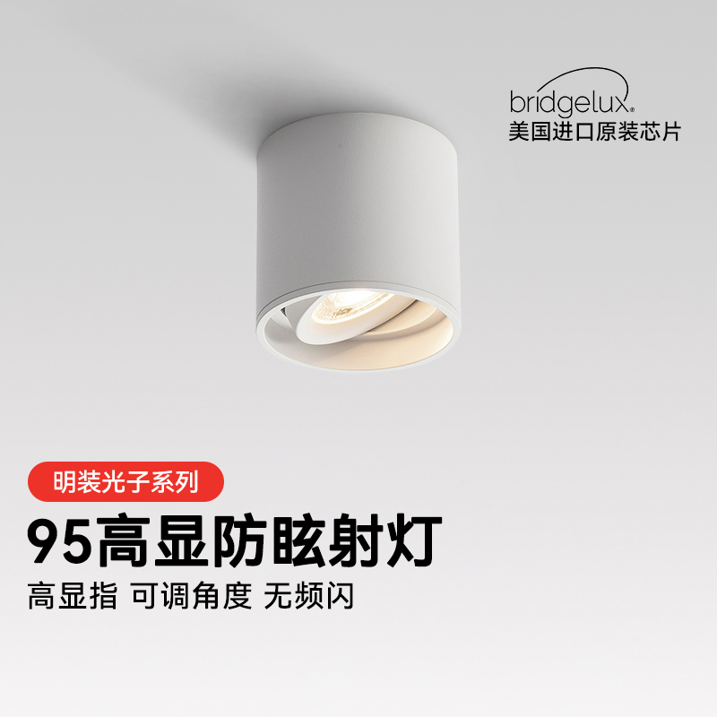 COB明装射灯可调角度家用无主灯客厅过道卧室餐厅吸顶式led射灯