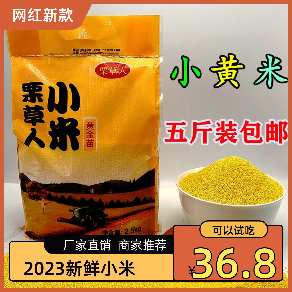 藁城小黄米新米五斤黄金苗一级黄小米孕妇宝宝米食用五谷杂粮米粥