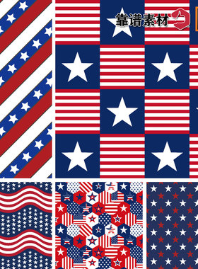 美国旗子五角星条旗星星几何抽象印花图案二AI矢量设计素材
