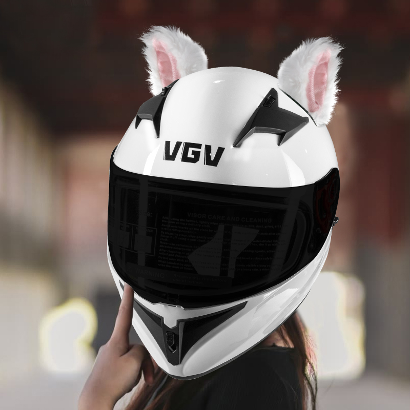 推荐蝴蝶结摩托车头盔装饰白色猫耳朵黑色猫耳朵