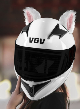 推荐蝴蝶结摩托车头盔装饰白色猫耳朵黑色猫耳朵