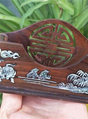 老挝大红酸枝名片夹 越南木雕工艺品 美女名片夹 复古红木文房品