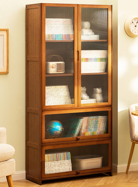 书架置物架落地书柜子家用儿童多层简易客厅收纳办公室实木靠墙边