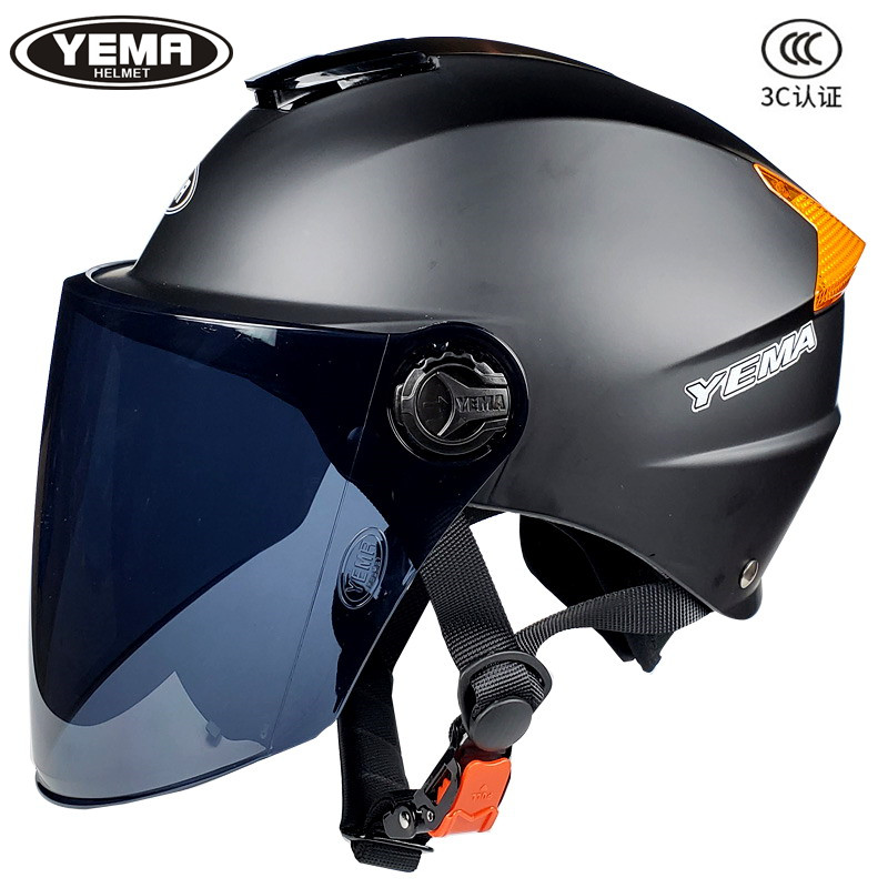野马3C认证电动摩托车头盔男女通用夏季防晒半盔灰夏天透气安全帽