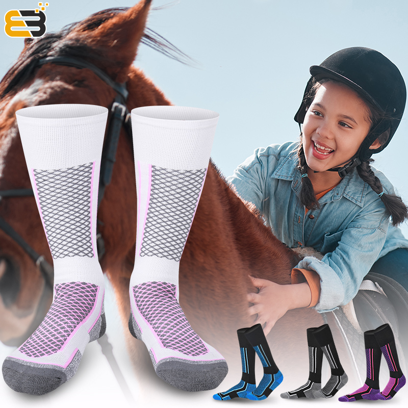 马术袜儿童男女骑马袜子高筒长袜骑士运动袜长筒袜加厚毛巾底减震
