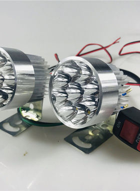 电动车灯摩托车LED大灯 改装超亮12V60V内置强光射灯远近光大灯泡