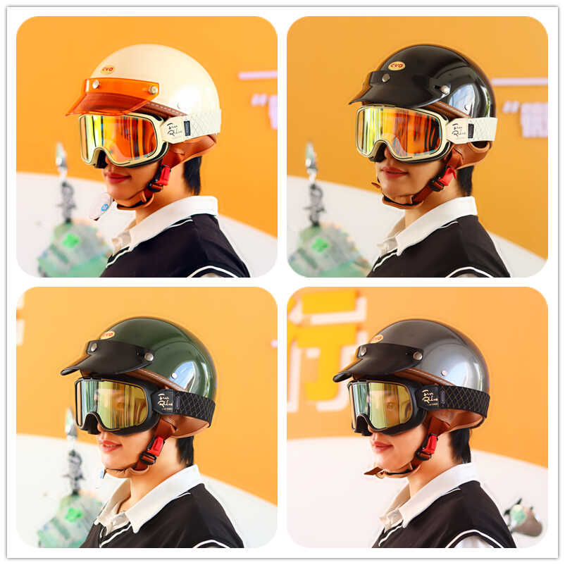 EVO头盔复古半盔男女摩托车机车夏3C认证台湾超轻安全帽踏板瓢盔