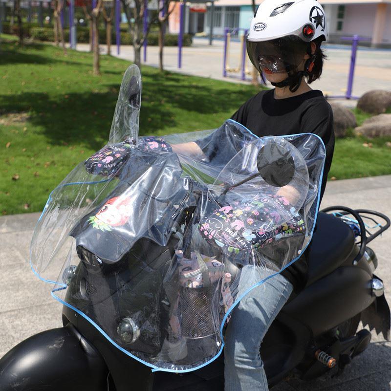 新款PVC中空台档雨水罩电动车前挡风被手套防淋湿踏板摩托车装备