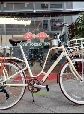 捷安特自行车城市女复古公主成人代步24寸26变速铝合金城市休闲车