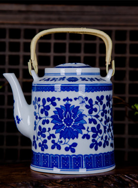 泡茶壶新款陶瓷壶景德镇瓷器青花瓷缠枝莲茶壶老式复古怀旧中国风