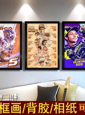 MotoGP机车手海报世界摩托车锦标赛马克马奎斯瓦伦蒂诺罗西装饰画