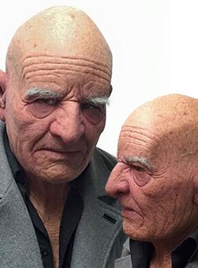 老年硅胶面具人脸全脸白发老头老太老人整蛊面罩真乳胶逼真头套