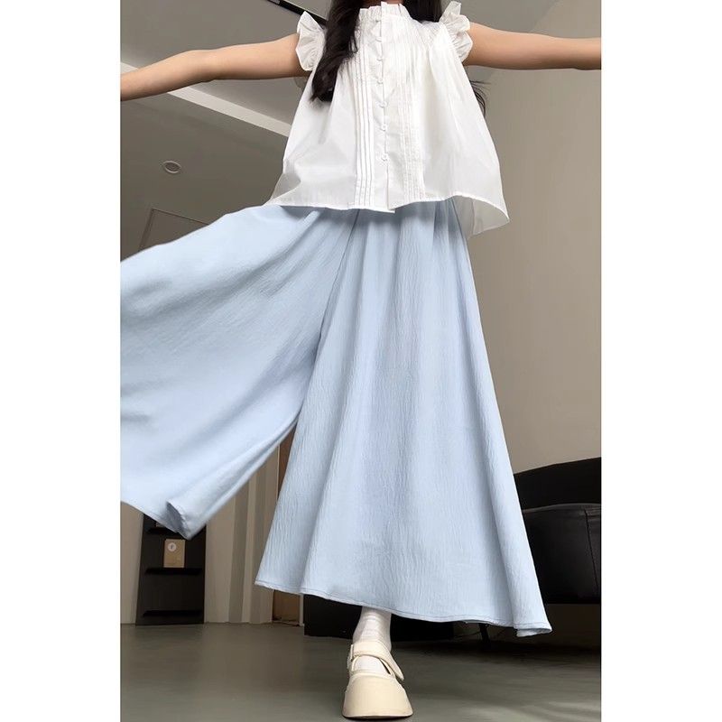 新中式小众森系外穿白色裙裤女夏季原创薄款小个子高腰垂感半身裙