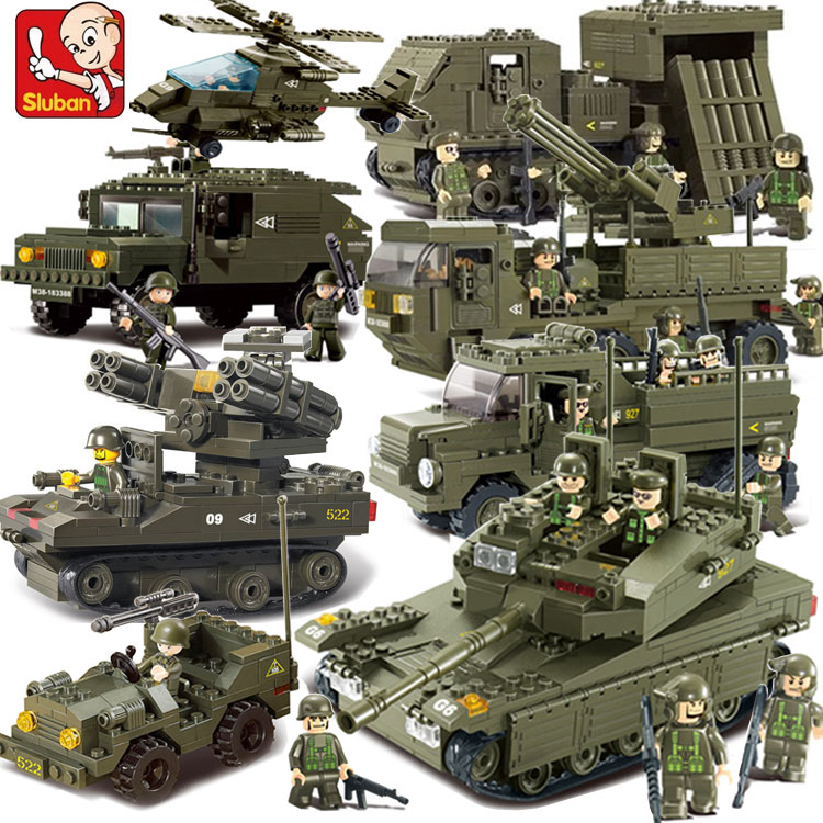 小鲁班中国积木拼图玩具拼装儿童益智力男孩子拼图6军事8坦克10岁