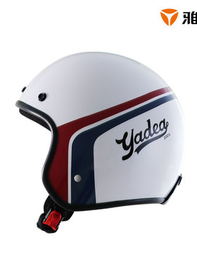 雅迪3C认证哈雷头盔复古电动摩托车秋冬季男女摩托车机车骑行头盔