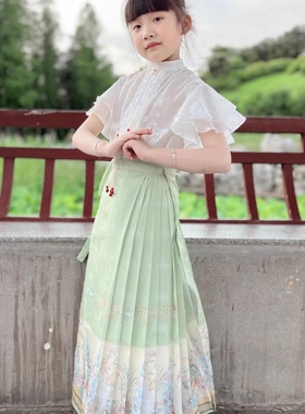 女童古装套装马面裙薄款夏季儿童童装改良明制汉服古风唐装中国风