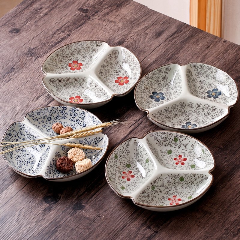 景德镇陶瓷水果拼盘 创意多格盘 三格果盘儿童分餐盘家用大人饭碗