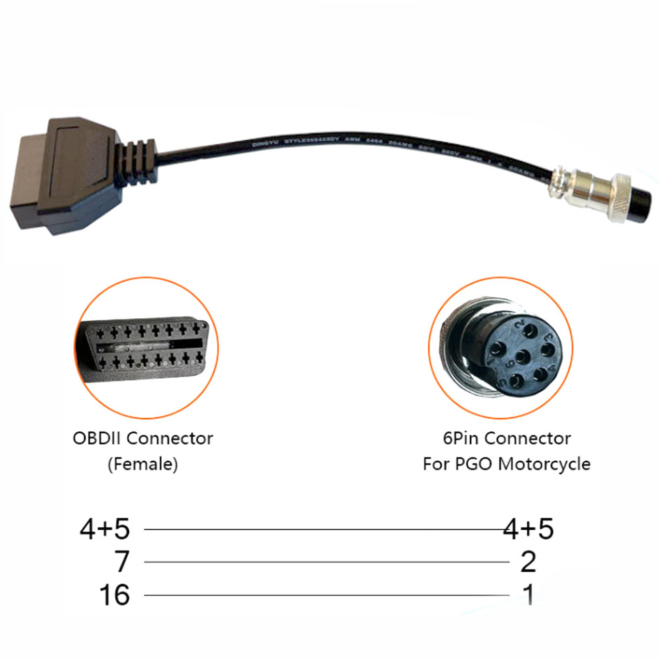 适用于比亚乔摩特动力6针电喷摩托车诊断连接线 PGO 6Pin cable