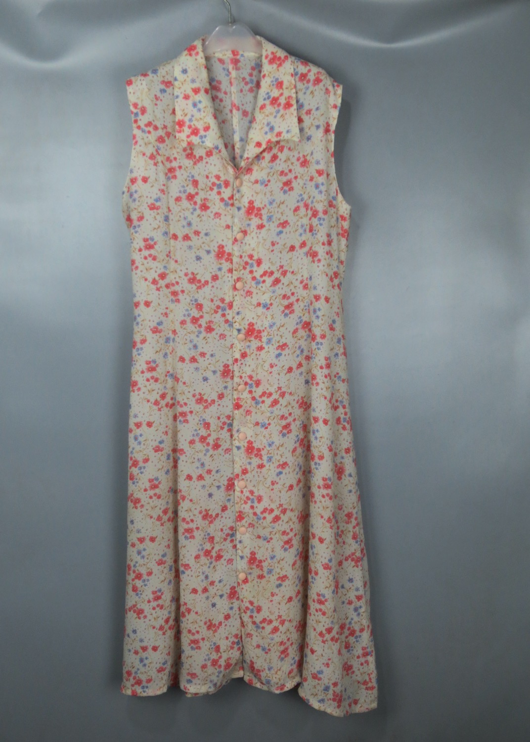 Vintage 古着正品90年代中古夏季日本粉色小碎花森系长款连衣裙