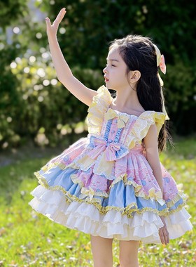2024夏装新款超洋气女童洛丽塔Lolita公主裙卡通甜美蓬蓬裙连衣裙
