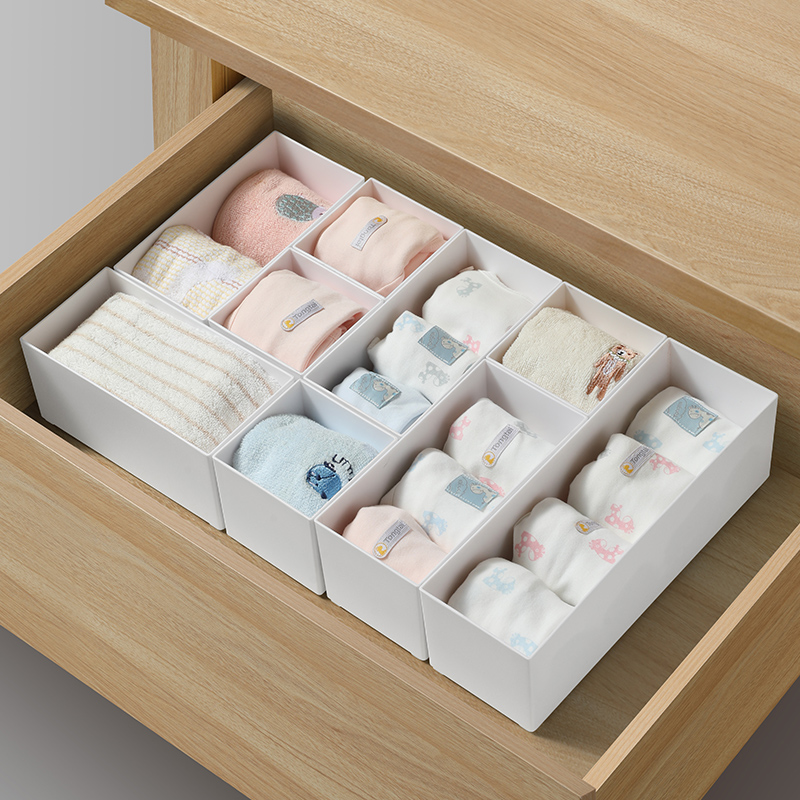 日式抽屉收纳盒内置分格厨房整理盒里面分隔小盒子杂物隔断置物盒