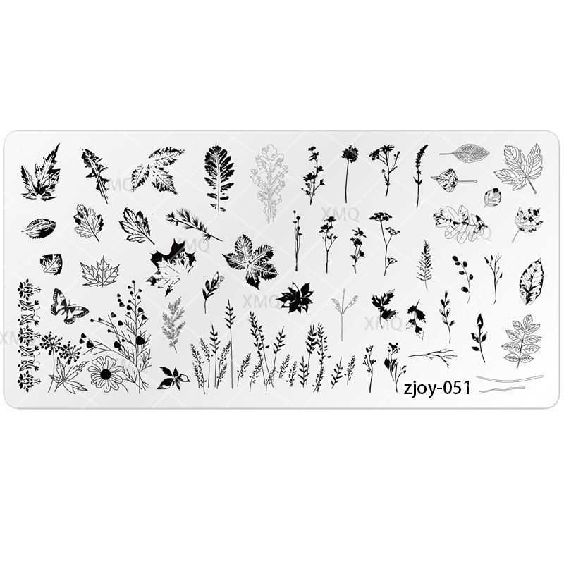 美甲印花板转印钢板模板树叶枝条蝴蝶小图案精细花纹高品质包邮