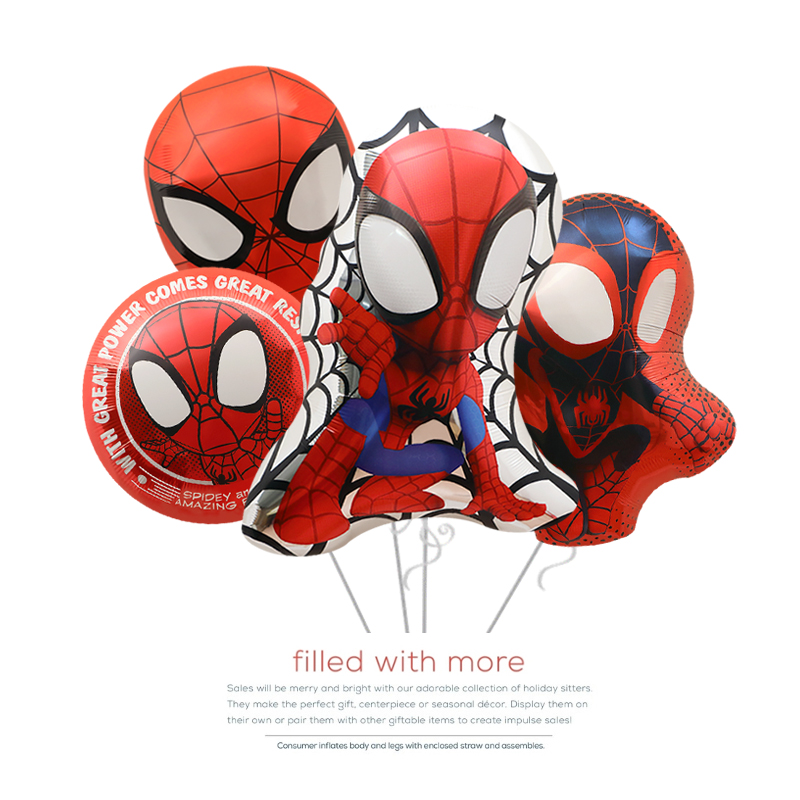 派对装饰拍照道具玩具汽球4D立体站立蜘蛛侠造型卡通铝膜气球手棒